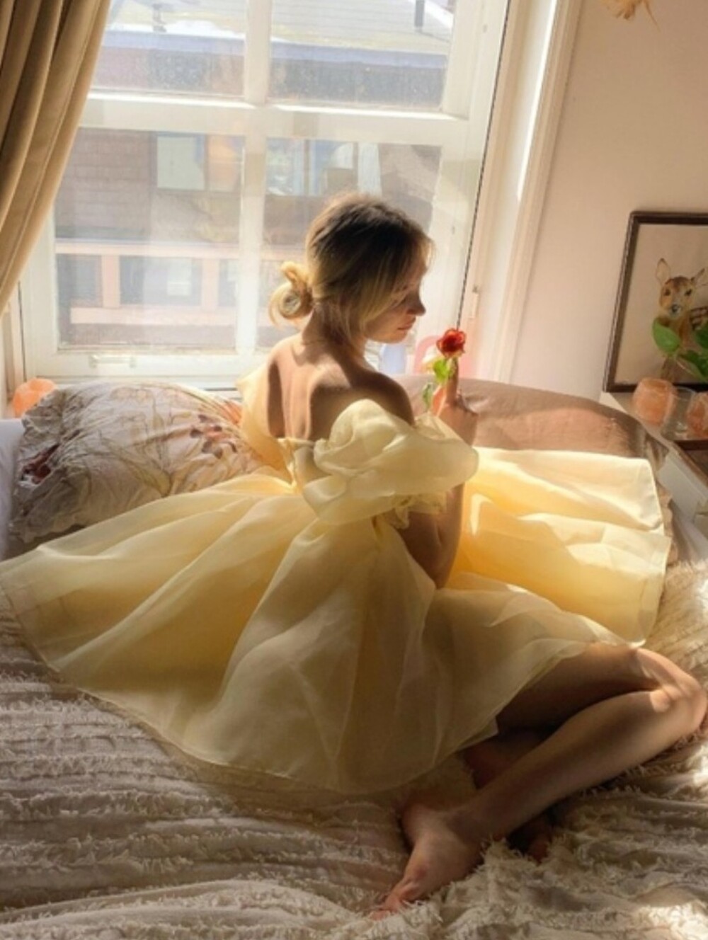 SELKIE Baby Banana Yellow Puff Dress Size M  Pricess Dress ,baby Doll Dress.